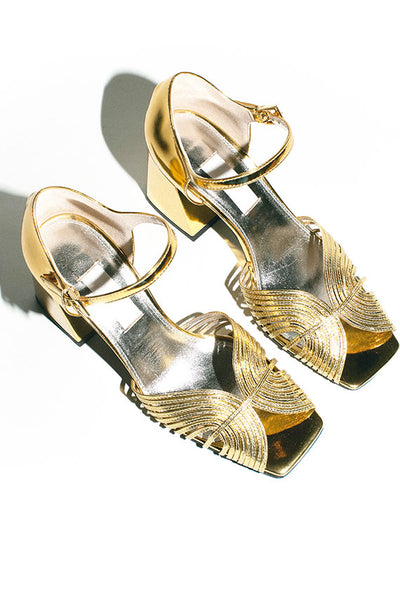 70's Gold Strappy Heel