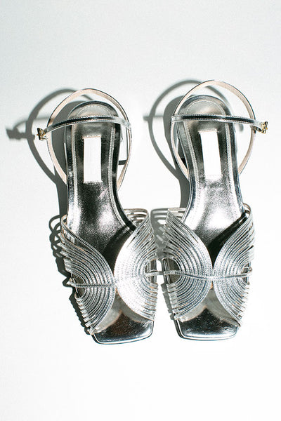 70's Silver Strappy Sandal