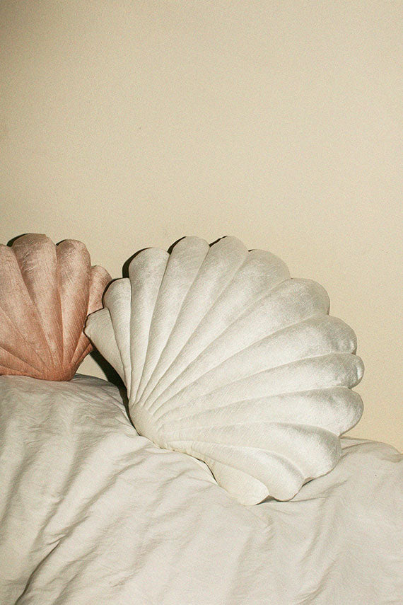 Large White Velvet Shell Pillow
