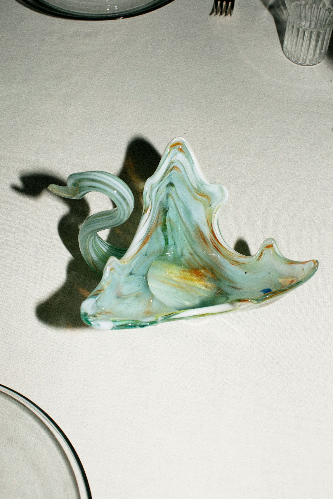 Vintage Blown Glass Swan Dish