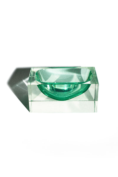 Vintage Sommerso Green Rectangle Ashtray